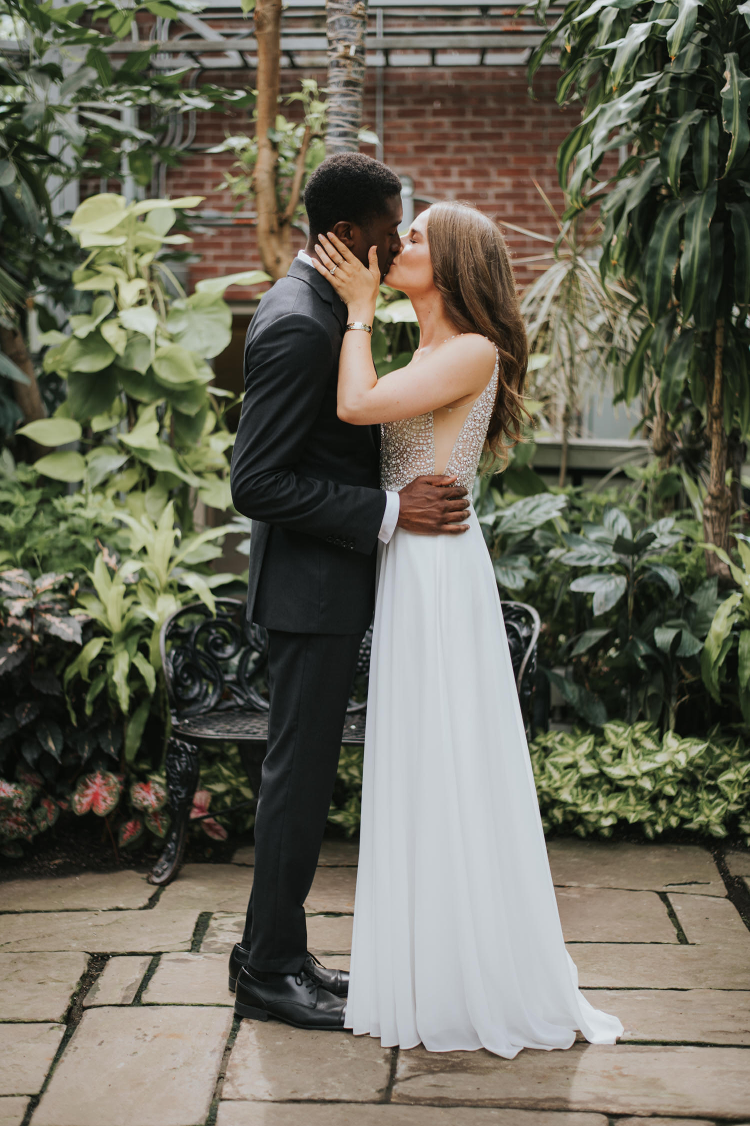 Allan Gardens wedding first kiss as husband and wife photography