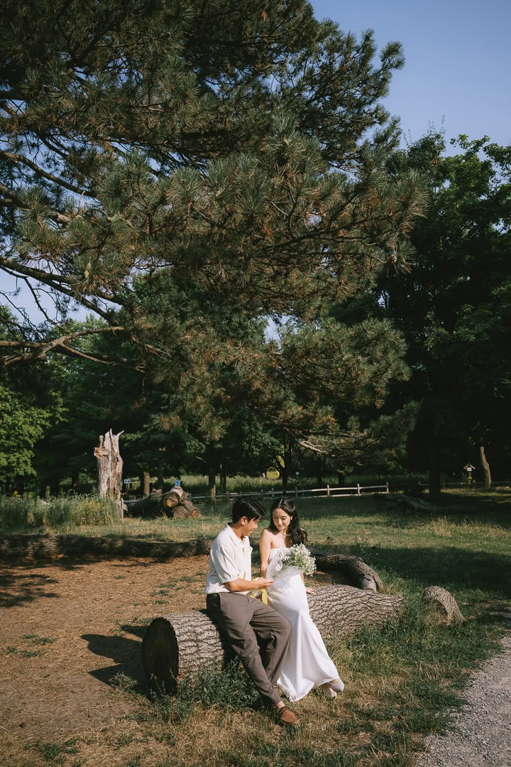 Editorial engagement portrait in the garden, High Park, Toronto