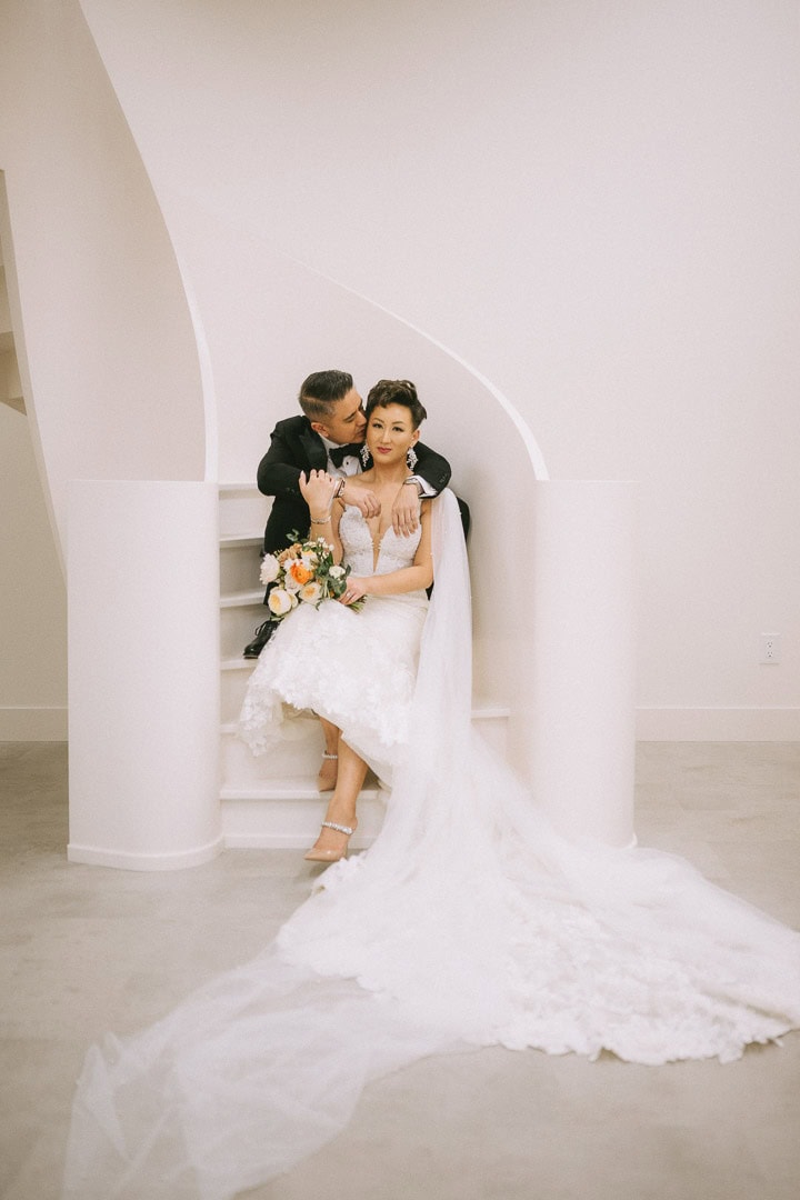 Bright editorial wedding portrait, Monet Studio, Toronto