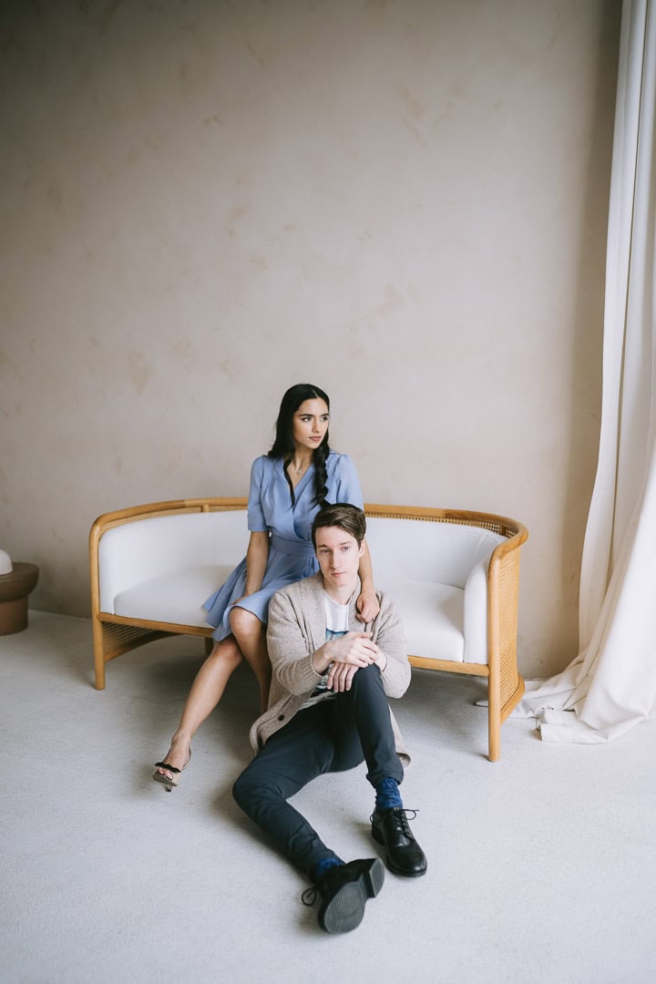 Engagement portrait in the solarium, Preto Loft, Toronto