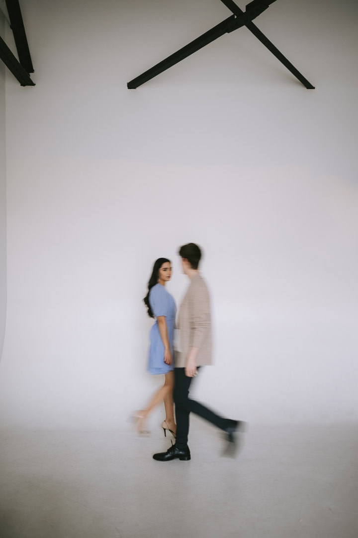 Cinematic engagement portrait, solarium natural light, Preto Loft, Toronto