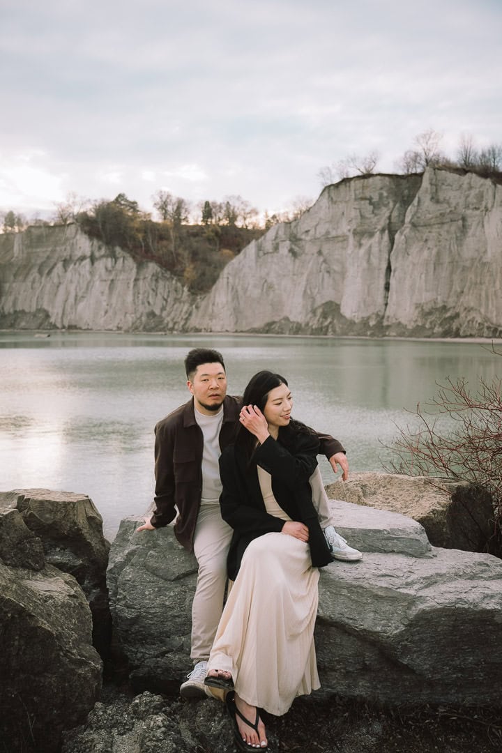 Editorial engagement portrait at Scarborough Bluffs, Toronto