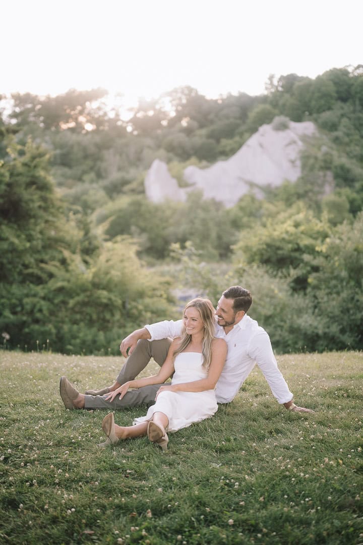 Editorial engagement portrait with the bluffs as backdrop, Scarborough Bluffs, Toronto