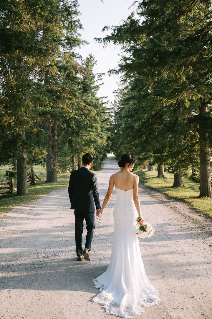 Engagement portrait by the treeline, Scotsdale Farm, Ontario