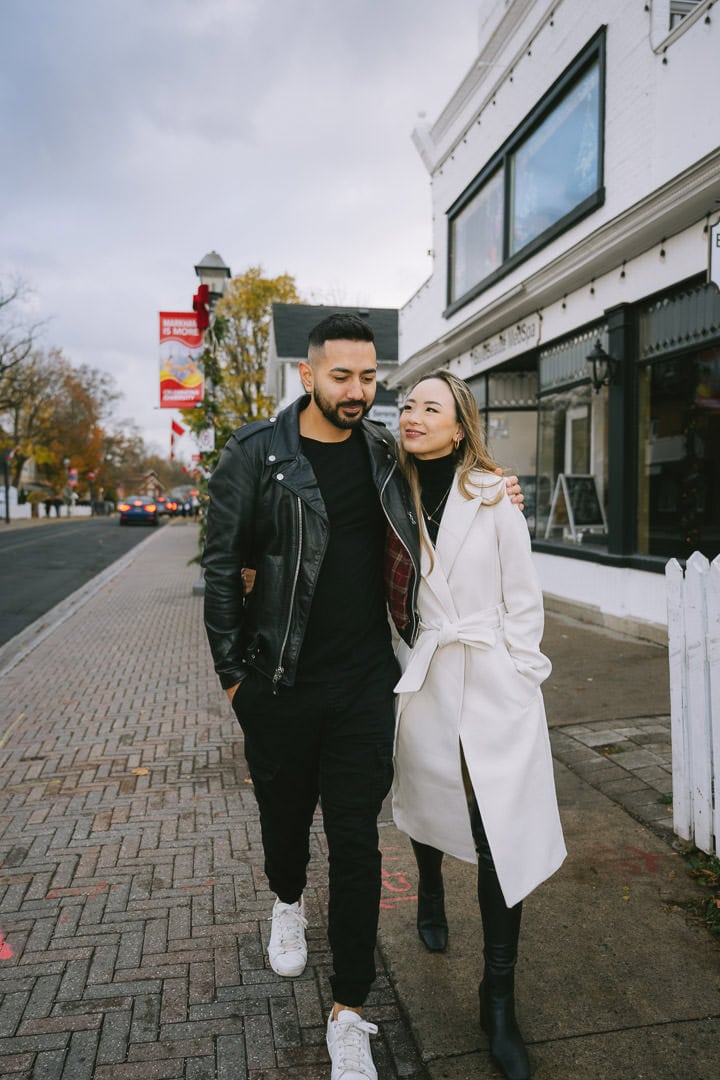 Editorial engagement portrait on Main Street, Unionville