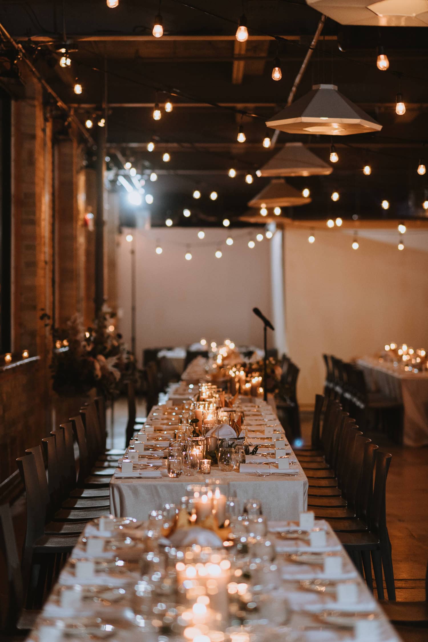 modern rustic wedding reception decor long table